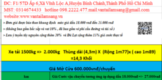 Bảng Báo Giá Cho Thuê Xe Tải Chở Hàng 2 Tấn